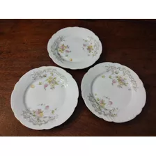 Antiguo Juego De 3 Platos De Porcelana Alemana Bavaria Flor