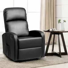 Sillón De Piel Masaje Reclinable Eléctrico Goplus Negro