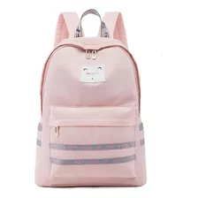 Mochila Bolsa Escolar Casual Universitária Ajustável Madami Cor Rosa Desenho Do Tecido Liso