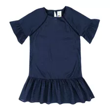 Vestido Infantil Em Viscose Azul Marinho Puc