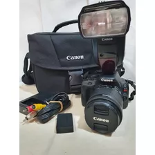 Cámara Canon Eos Rebel Sl1, Lente 18-55mm, Flash 600ex-rt
