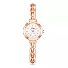 Relógio Feminino Dourado Rosé Luxo De Pulso Quartz Analógico