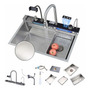 Cuba Gourmet Cozinha Winda 75x45x23cm Prata Inox 304 Smart Led Multifuncional Com Cascata, Suporte Celular E Torneira Água Filtrada Prateado