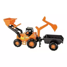 Trator Super Truck Com Pá Escavadeira E Reboque Magic Toys