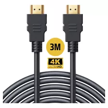 Cabo Hdmi 4k Ultra Full Hd Tv Pc 3 Metros Blindado Gold 2.0