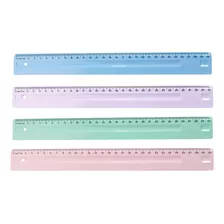 Régua Escolar Cor Pastel Dello Serena 30cm Kit 4 Cores