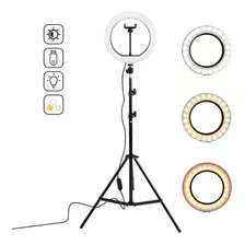 Anillo Aro Luz Led 26cm Tripode Soporte Flexible 2.1m