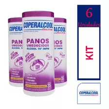 Kit 6 Panos Umedecidos Álcool 70° Inpm Lavanda Contém 35un