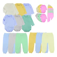 Kit Roupa De Bebe Body Manga Longa E Mijão Menino E Menina