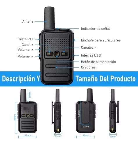 2 Radios Walkie Talkie Usb Recargable 16 Canale Mini 5km Foto 2