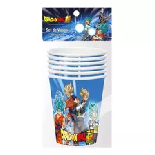 Set 6 Vasos Dragon Ball Super 270cc Para Cumpleaños