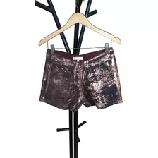 Short Para Dama Bordo Con Metalizado Cobre Materia Talle S