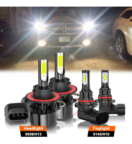 9008 9145 Kit De Led Alto/bajo Para Dodge 120w 14000lm Foto 2