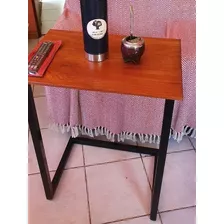 Mesa De Arrime Para Sofa Hierro Madera