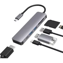 Hub Usb 6 En 1 Usb-c 3.0 Hdmi Sd Mac/laptop+ Cargador Usb-c