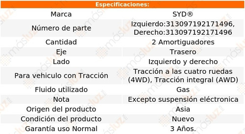 Kit 2 Amortiguadores Tra Gas Yukon Xl 1500 4wd, Awd 00/06 Foto 2