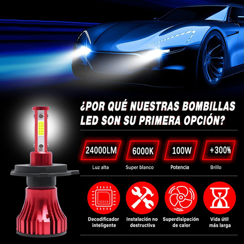 Kit De Faros Led De 4 Lados H4 H13 9007 Luz Alta Y Baja 100w Foto 2