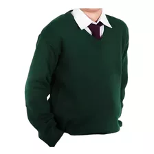 Sweater Colegial Escote En V Azul Bordo Y Verde Del 6 Al 16