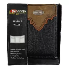 Cartera Nocona Hombre Piel Vaquera Rodeo Negra Cafe Trifold