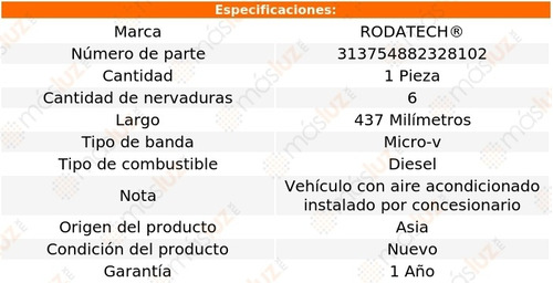 (1) Banda Accesorios Micro-v Mercury Lynx 2.0l 4 Cil C/aa 87 Foto 2