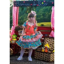 Vestido Caipira Infantil Quadrilha Festa Junina Coral