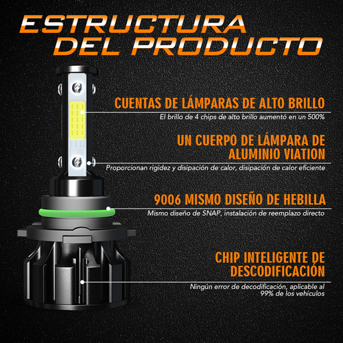 Para Bombillas Led De Luz Alta Y Baja Para Chevrolet Silvera Foto 7