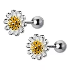 Pendientes, Aros De Niña De Plata 925 Diseño Margarita