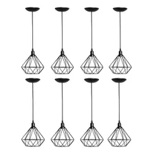 8 Pendentes Diamante Lustre Luminária Aramado Luxo Pirâmide