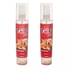 Kit 2 Colônia Para Cachorros Cães Gatos Pet 120 Ml Top Vet Fragrância Melancia