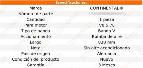 Banda 838 Mm Acc Jimmy V8 5.7l 86/88 Bomba De Aire Foto 4