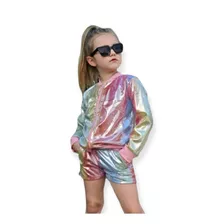 Jaqueta Bomber Infantil Holográfica Mini Diva Blogueirinha