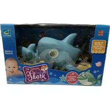 Brinquedo Mordedor Tubarão Family Shark Sem Ftalatos Cor Azul