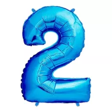 Globos De Numeros Metalizados De 70/80cm Azul X1 Unidad