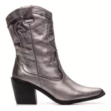 Bota Feminina Texana Country Bico Fino Western Couro Zíper