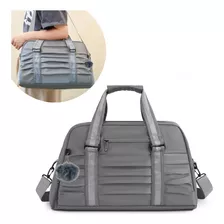 Bolsa Mala Feminina Grande Porta Tenis Espaço Notebook Cor Cinza Desenho Do Tecido Liso