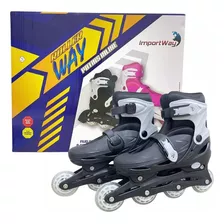 Patins Roller Infantil Ajustável Inline 4 Rodas Preto