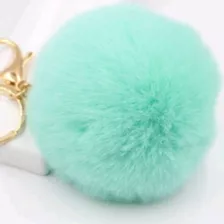 Chaveiros Femininos Argola Chaveiro Pelúcia 8 Cm Pom Pom Cor Verde Agua