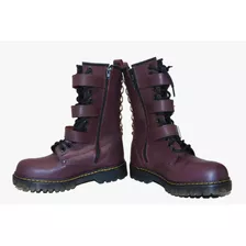 Botas Altas Piel Punk Metaleras Rock Alternativas Hebillas