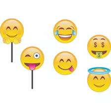 Kit Plaquinhas Divertidas De Festa Carinhas Emojis (6 Peças)