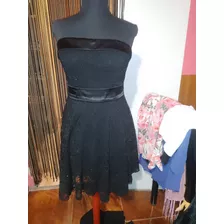 Vestido De Noche Elegante,canesú Strapless Encaje Con Brillo