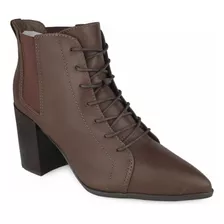 Bota Coturno Feminino Bottero Amarrar Bico Fino Couro 360302