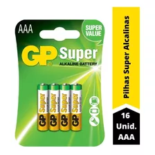 16 Pilhas Palito Gp Batteries Super Alcalina Aaa 1.5v 24a-c4