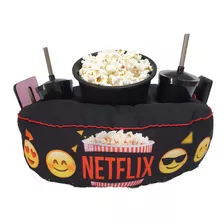 Kit Almofada Porta Pipoca 1 Balde + 2 Copos Emoticon Netflix Cor Preto Desenho Do Tecido Netflix