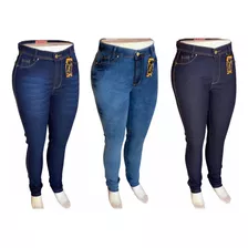 Kit 03 Calças Jeans Feminina Plus Size Variadas Cores Gg