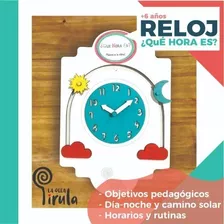 Tablero Reloj De Madera Didáctico Para Aprender La Hora