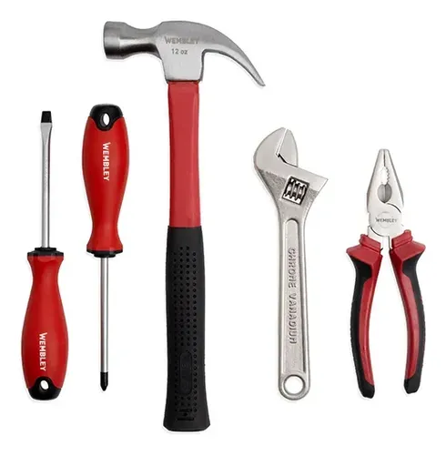 Set Herramientas Wembley 5pz Pinza Destornilladores 8658 Rojo