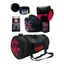 Luva Boxe Muay Thai Feminino+bandagem+bucal + Bolsa 