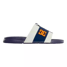 Ojotas Dc Shoes Lynx Slide Azul Logo Naranja Originales