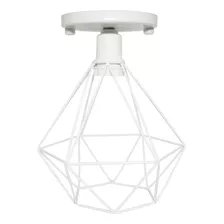 Lustre Plafon Aramado Industrial Diamante Retrô Branco