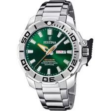 Reloj Festina F20665.2 Hombre The Originals/diver Verde Color De La Malla Plateado Color Del Bisel Plateado